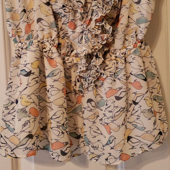 LC Lauren Conrad Bird Pleated Peplum Top - Picture 5 of 5